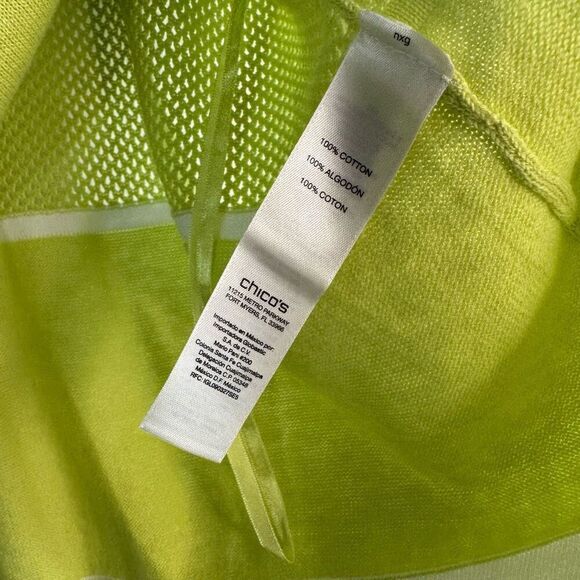 Chico’s Zenergy Womens Lime Green Lissa Mesh Knit Sweater Jacket XL Athleisure - Picture 10 of 10